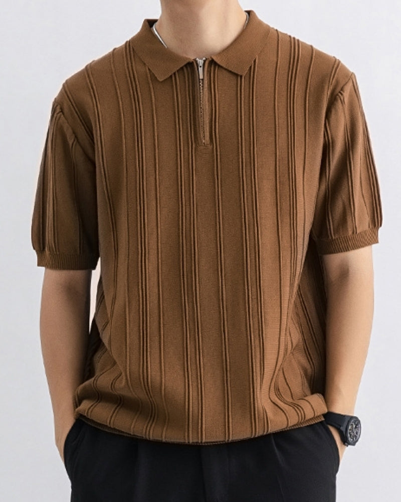 Polo Signature em Tricô com Zíper